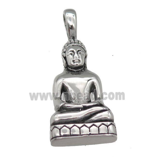 Stainless Steel buddha pendant antique silver
