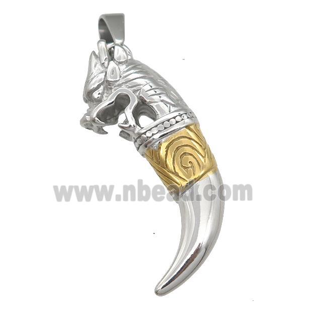 Stainless Steel dragon charm pendant horn gold plated