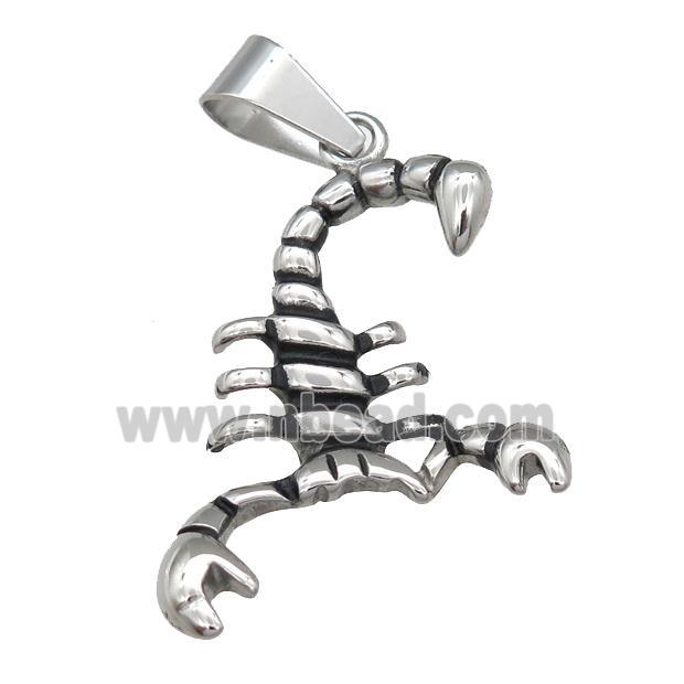 Stainless Steel zodiac Scorpion charm pendant antique silver