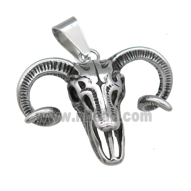Stainless Steel Ram charm pendant antique silver