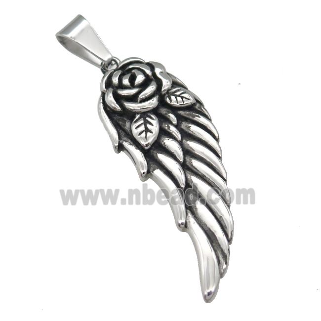Stainless Steel Angel Wing pendant antique silver