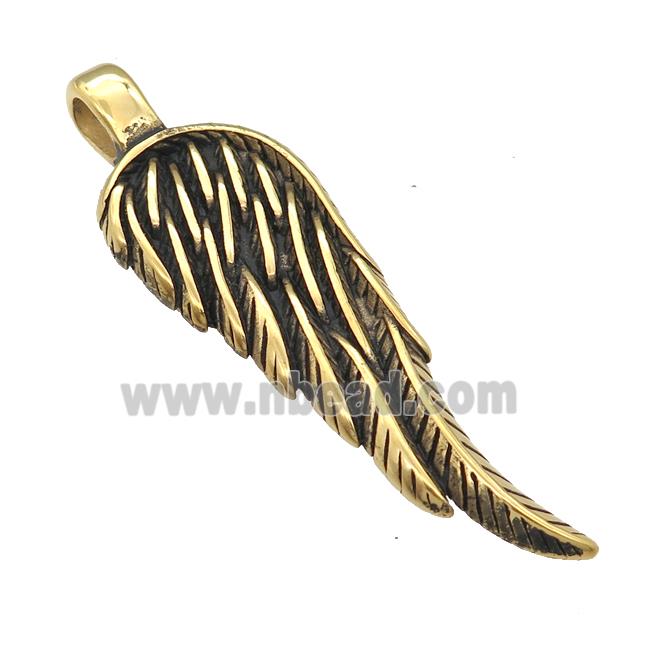 Stainless Steel Angel Wing pendant antique gold