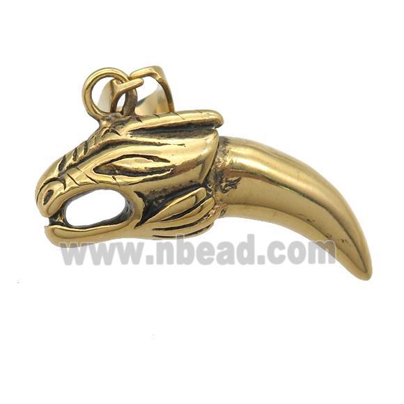 Stainless Steel dragon pendant antique gold