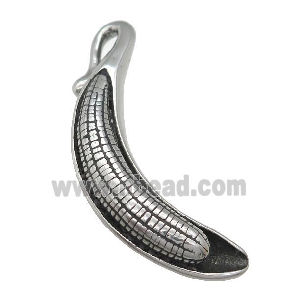 Stainless Steel banana pendant antique silver