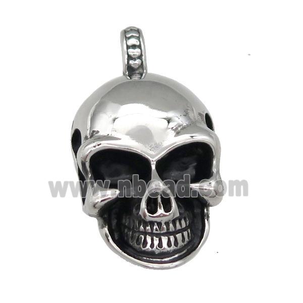 Stainless Steel skull charm pendant antique silver