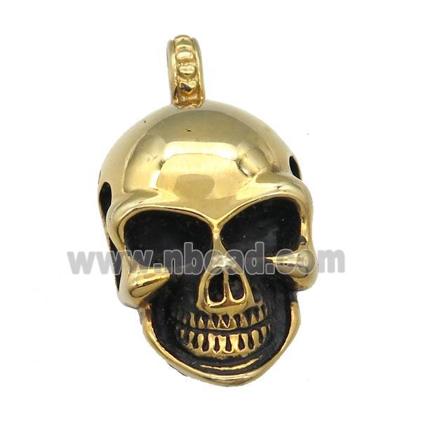 Stainless Steel skull charm pendant antique gold