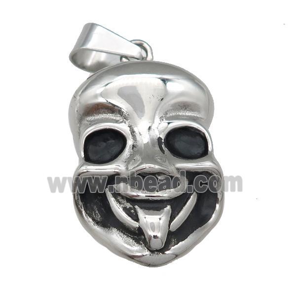 Stainless Steel mask charm pendant antique silver