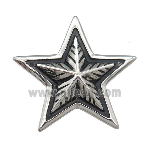 Stainless Steel Star pendant antique silver