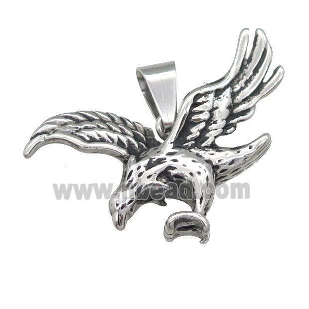 Stainless Steel eagle charm pendant antique silver