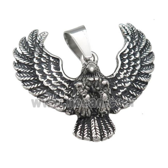 Stainless Steel eagle charm pendant antique silver