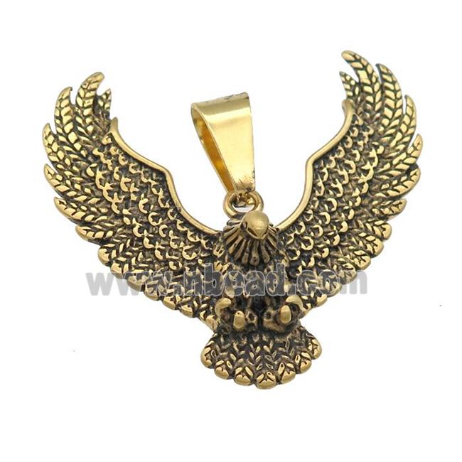 Stainless Steel eagle charm pendant antique gold