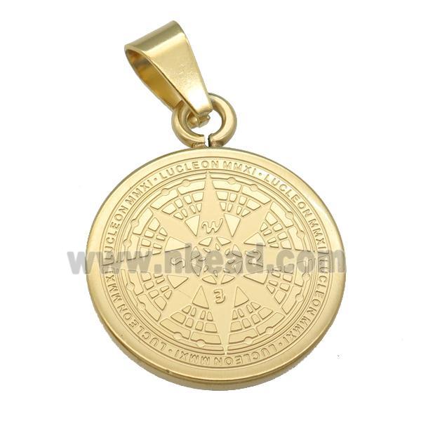 Stainless Steel Compass pendant gold plated