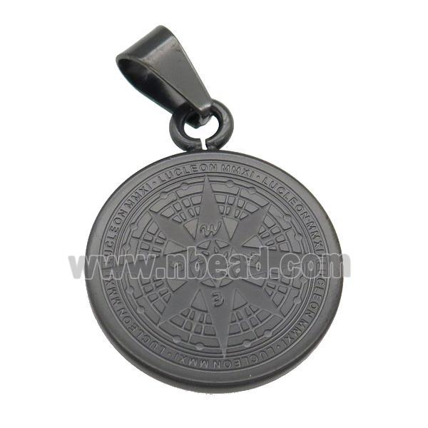 Stainless Steel Compass pendant black plated