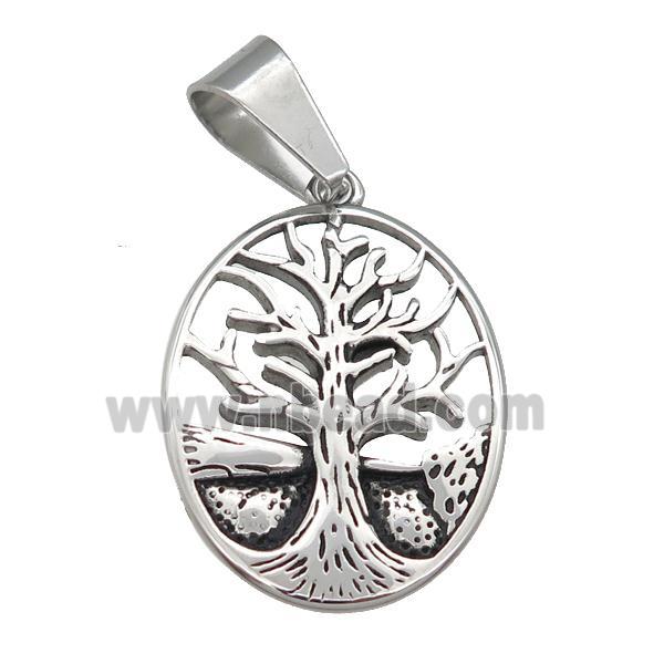 Stainless Steel Tree Of Life pendant antique silver