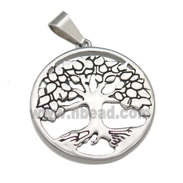 Stainless Steel Tree Of Life pendant antique silver