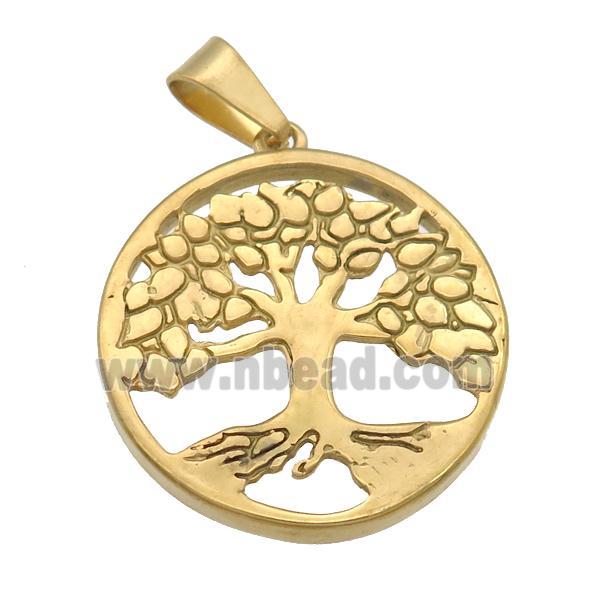 Stainless Steel Tree Of Life pendant gold plated