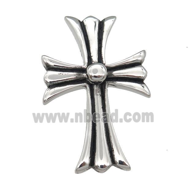 Stainless Steel cross pendant antique silver