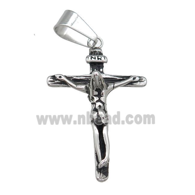 Stainless Steel crucifix cross pendant jesus antique silver