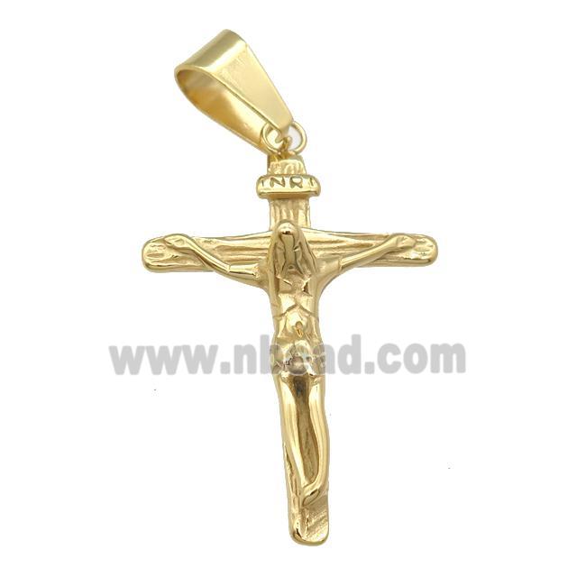 Stainless Steel crucifix cross pendant jesus gold plated