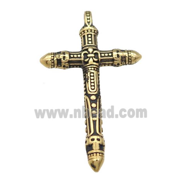 Stainless Steel cross pendant antique gold