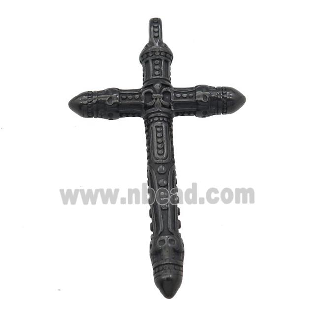 Stainless Steel cross pendant black plated