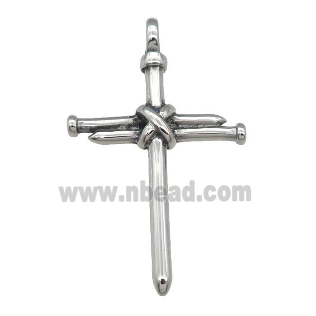 Stainless Steel cross charm pendant antique silver