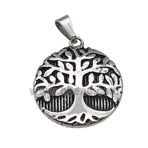 Stainless Steel Pendant Tree Of Life Antique Silver