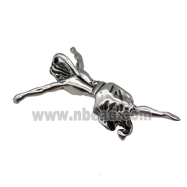 Stainless Steel Dancer Beauty Pendant Antique Silver