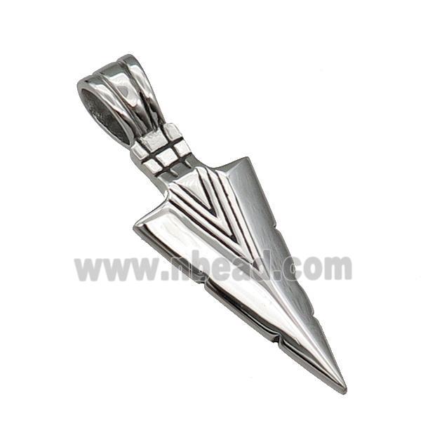 Stainless Steel Arrowhead Charm Pendant Antique Silver