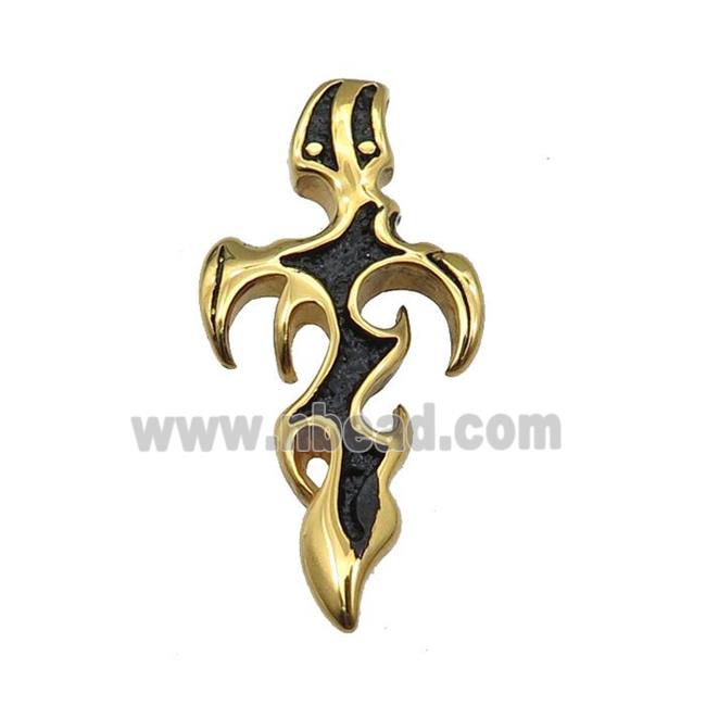 Stainless Steel Sword Charm Pendant Antique Gold