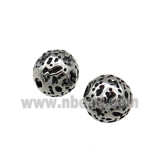 Round Stainless Steel Beads Antique Silver