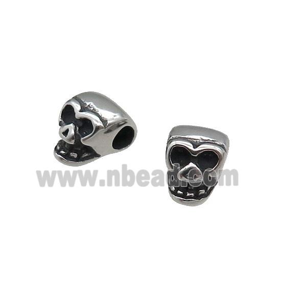 Stainless Steel Skull Charm Beads Antique Silver