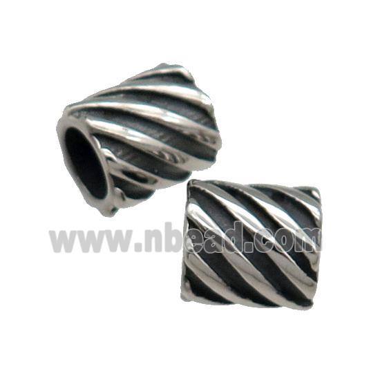 Stainless Steel Tube Beads Antique Silver