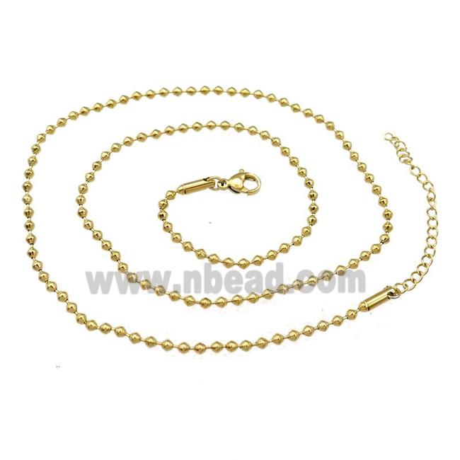 Stainless Steel Necklace Ball Chain Gold Plated