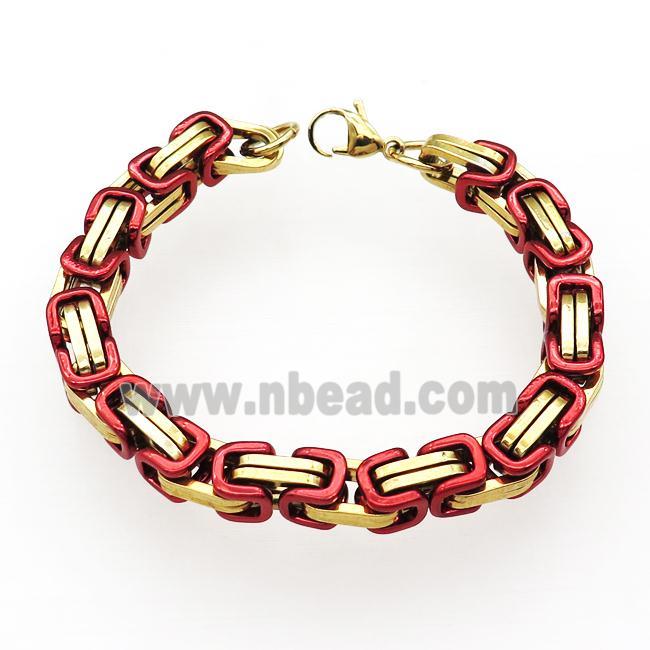 Stainless Steel Bracelet Gold Plated Red