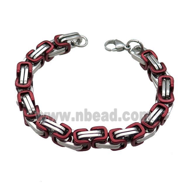 Raw Stainless Steel Bracelet Red