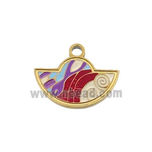 Stainless Steel Pendant Multicolor Enamel Gold Plated