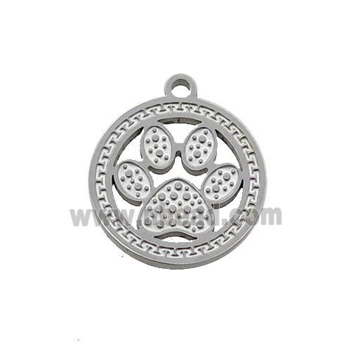 Raw Stainless Steel Paw Charm Pendant