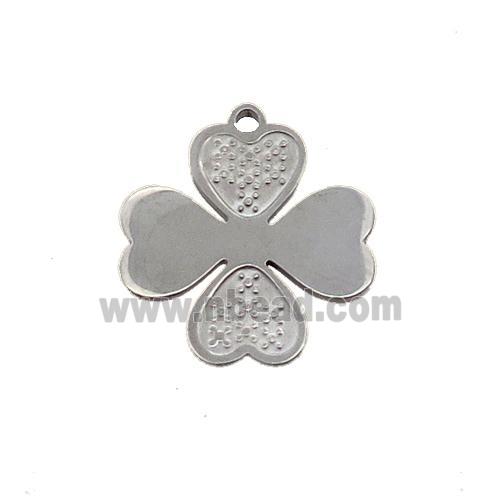 Raw Stainless Steel Clover Charm Pendant