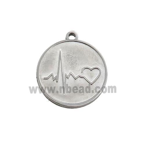 Raw Stainless Steel Circle Heart Pendant