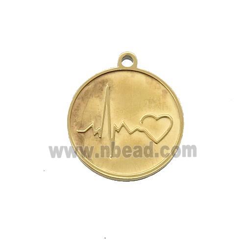 Stainless Steel Circle Heart Pendant Gold Plated