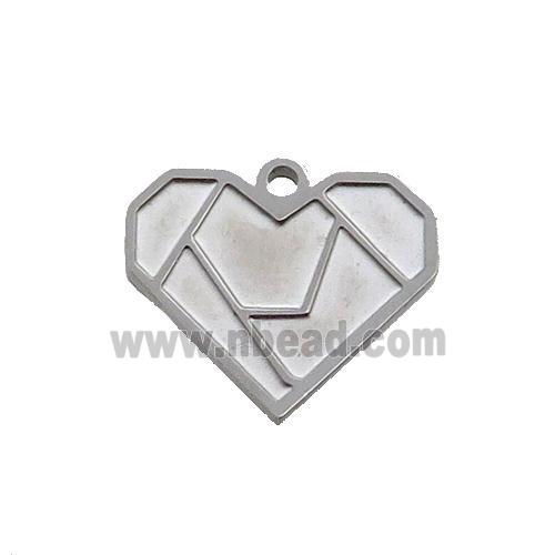Raw Stainless Steel Heart Charm Pendant