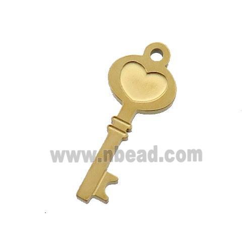 Stainless Steel Key Charm Pendant Gold Plated