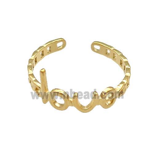 Stainless Steel Ring Love Gold Plated