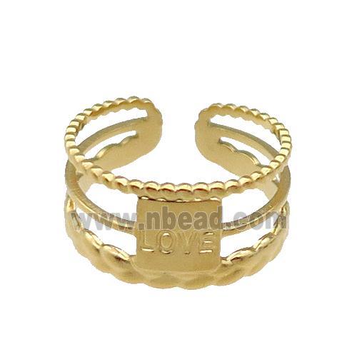 Stainless Steel Ring Gold Plated Love