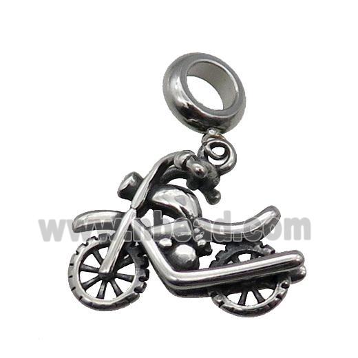 Stainless Steel Motorcycle Charm Pendant Antique Silver