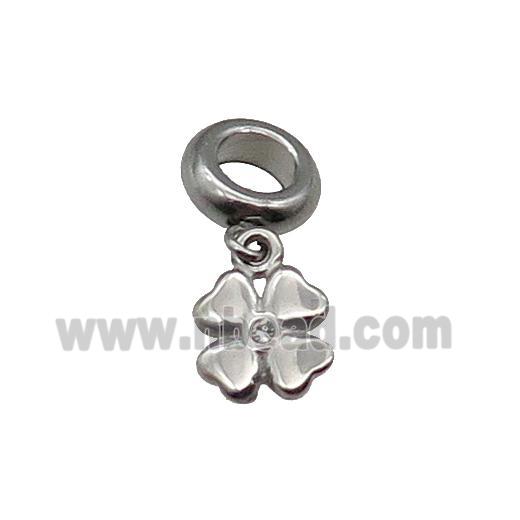Raw Stainless Steel Clover Charm Pendant