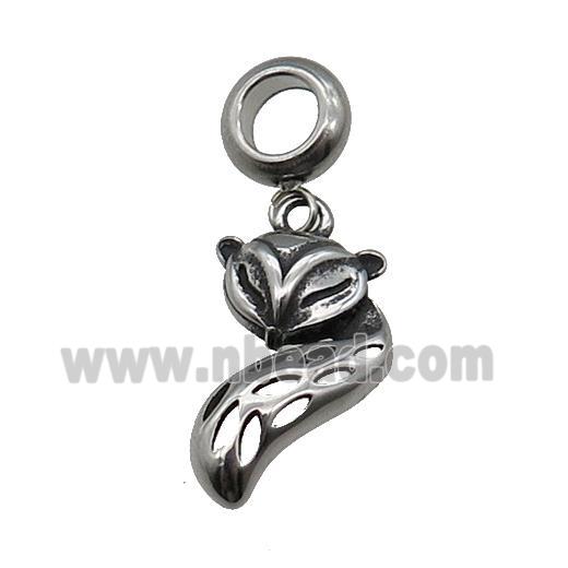 Stainless Steel Fox Charm Pendant Antique Silver