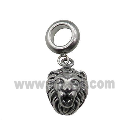 Stainless Steel Lion Charm Pendant Antique Silver
