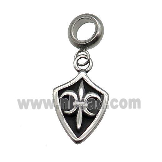 Stainless Steel Shield Pendant Antique Silver